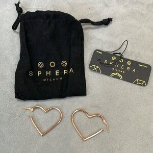 Sphera Milano 14K Heart Hoops